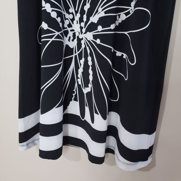 Papillon Small Black And White Sleeveless Floral Print Mini Dress Tunic - Picture 3 of 10